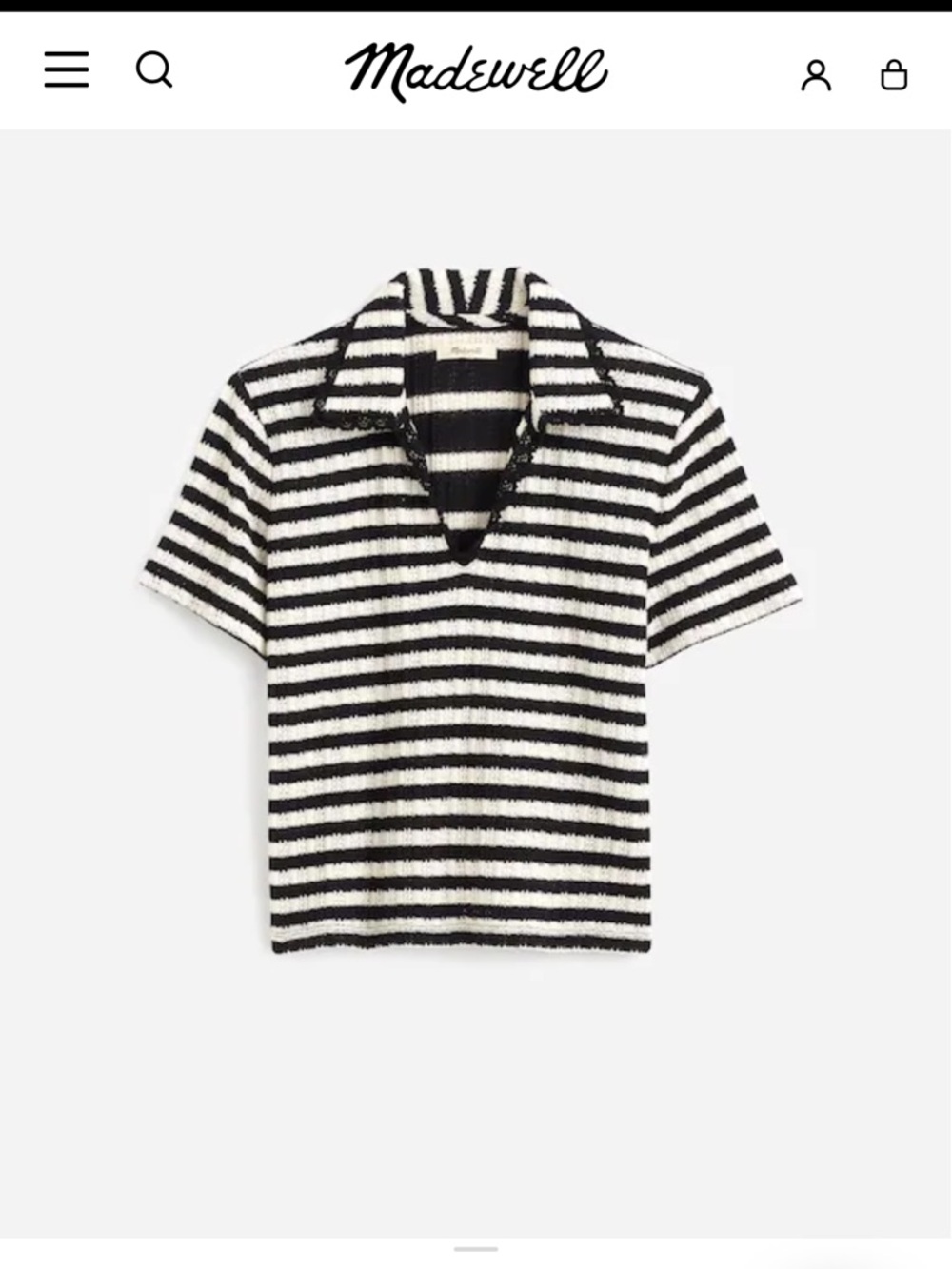 Madewell - Crochet-Knit V-Neck Sweater Tee - NWT